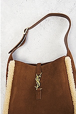 FWRD Renew Saint Laurent Small Le 5 A 7 Hobo Bag in Dark Sigaro & Natural Beige, view 8, click to view large image.