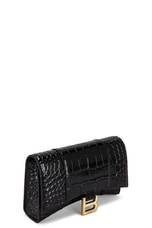 FWRD Renew Balenciaga Hourglass Wallet On Chain Bag in Black, view 3, click to view large image.