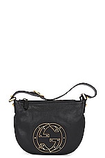 FWRD Renew Gucci Blondie Leather Shoulder Bag in Black, view 1, click to view large image.