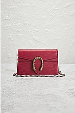 FWRD Renew Gucci Dionysus Leather Shoulder Bag in Red, view 2, click to view large image.