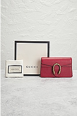 FWRD Renew Gucci Dionysus Leather Shoulder Bag in Red, view 7, click to view large image.