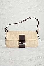 FWRD Renew Fendi Zucca Mama Shoulder Bag in Cream, view 2, click to view large image.