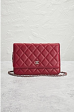 FWRD Renew Chanel Quilted Caviar Wallet On Chain Bag in Red, view 2, click to view large image.