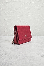 FWRD Renew Chanel Quilted Caviar Wallet On Chain Bag in Red, view 4, click to view large image.