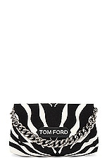 FWRD Renew TOM FORD Zebra Print Label Mini Chain Bag in Black & White, view 1, click to view large image.