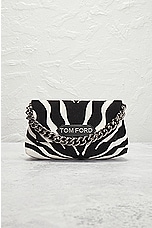 FWRD Renew TOM FORD Zebra Print Label Mini Chain Bag in Black & White, view 2, click to view large image.