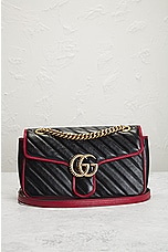 FWRD Renew Gucci GG Marmont Shoulder Bag in Black, view 2, click to view large image.