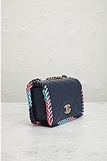 FWRD Renew Chanel Matelasse Turnlock Chain Shoulder Bag in Navy, view 4, click to view large image.