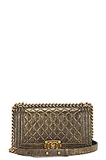 FWRD Renew Chanel Quilted Leather Boy Shoulder Bag in Gold, view 1, click to view large image.