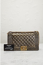 FWRD Renew Chanel Quilted Leather Boy Shoulder Bag in Gold, view 9, click to view large image.