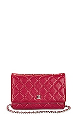 FWRD Renew Chanel Matelasse Caviar Wallet On Chain Bag in Red, view 1, click to view large image.