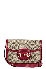 FWRD Renew Gucci GG Supreme Horsebit Shoulder Bag in Beige, view 1, click to view large image.