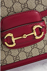 FWRD Renew Gucci GG Supreme Horsebit Shoulder Bag in Beige, view 6, click to view large image.