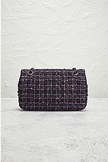FWRD Renew Chanel Quilted Tweed Chain Double Flap Shoulder Bag in Navy, view 3, click to view large image.