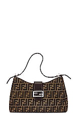 FWRD Renew Fendi Zucca Shoulder Bag in Brown, view 1, click to view large image.