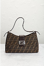 FWRD Renew Fendi Zucca Shoulder Bag in Brown, view 2, click to view large image.