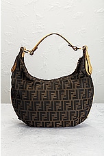 FWRD Renew Fendi Zucca Shoulder Bag in Brown, view 3, click to view large image.