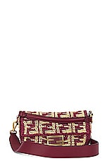 FWRD Renew Fendi Zucca Mama Baguette 2 Way Handbag in Burgundy, view 1, click to view large image.