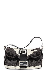 FWRD Renew Fendi Wool Shoulder Bag in Black & White, view 1, click to view large image.