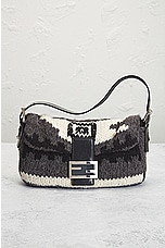 FWRD Renew Fendi Wool Shoulder Bag in Black & White, view 2, click to view large image.