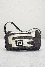 FWRD Renew Fendi Wool Shoulder Bag in Black & White, view 3, click to view large image.