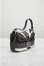 FWRD Renew Fendi Wool Shoulder Bag in Black & White, view 4, click to view large image.