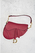 FWRD Renew Dior Leather Saddle Bag in Red, view 2, click to view large image.