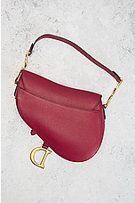 FWRD Renew Dior Leather Saddle Bag in Red, view 3, click to view large image.