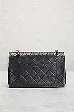 FWRD Renew Chanel Quilted Double Flap Chain Shoulder Bag in Black, view 3, click to view large image.