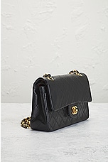 FWRD Renew Chanel Quilted Double Flap Chain Shoulder Bag in Black, view 4, click to view large image.