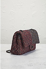 FWRD Renew Chanel Quilted Tweed Double Flap Chain Shoulder Bag in Red, view 4, click to view large image.