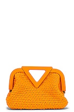 FWRD Renew Bottega Veneta Small Point Top Handle Bag in Tangerine & Gold, view 2, click to view large image.