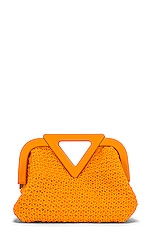 FWRD Renew Bottega Veneta Small Point Top Handle Bag in Tangerine & Gold, view 3, click to view large image.