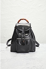 FWRD Renew Gucci Bamboo Turnlock Leather Backpack in Black, view 2, click to view large image.