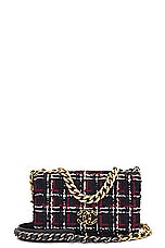 FWRD Renew Chanel Matelasse Tweed Chain Flap Shoulder Bag in Navy, view 1, click to view large image.