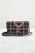 FWRD Renew Chanel Matelasse Tweed Chain Flap Shoulder Bag in Navy, view 2, click to view large image.