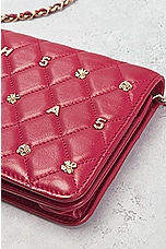FWRD Renew Chanel Matelasse Clover Studded Wallet On Chain Bag in Red, view 7, click to view large image.