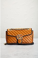FWRD Renew Gucci GG Marmont Shoulder Bag in Brown, view 2, click to view large image.