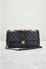 FWRD Renew Chanel Quilted Single Flap Shoulder Bag in Navy, view 2, click to view large image.