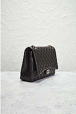 FWRD Renew Chanel Quilted Chain Double Flap Shoulder Bag in Black, view 4, click to view large image.