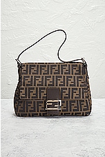 FWRD Renew Fendi Zucca Mama Baguette Shoulder Bag in Brown, view 2, click to view large image.