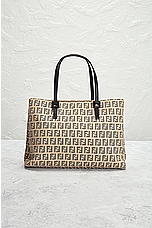 FWRD Renew Fendi Zucchino Tote Bag in Beige, view 2, click to view large image.