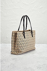 FWRD Renew Fendi Zucchino Tote Bag in Beige, view 4, click to view large image.