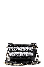 FWRD Renew Chanel Spangle Leather Shoulder Bag in Black & White, view 1, click to view large image.