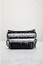 FWRD Renew Chanel Spangle Leather Shoulder Bag in Black & White, view 3, click to view large image.