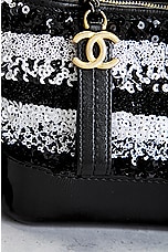 FWRD Renew Chanel Spangle Leather Shoulder Bag in Black & White, view 5, click to view large image.