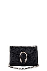 FWRD Renew Gucci Leather Dionysus Chain Shoulder Bag in Black, view 1, click to view large image.