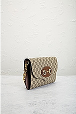 FWRD Renew Gucci Horsebit Shoulder Bag in Beige, view 4, click to view large image.