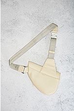 FWRD Renew Dior Leather Saddle Waist Bag in Cream, view 3, click to view large image.