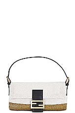 FWRD Renew Fendi Beaded Baguette Shoulder Bag in White, view 1, click to view large image.